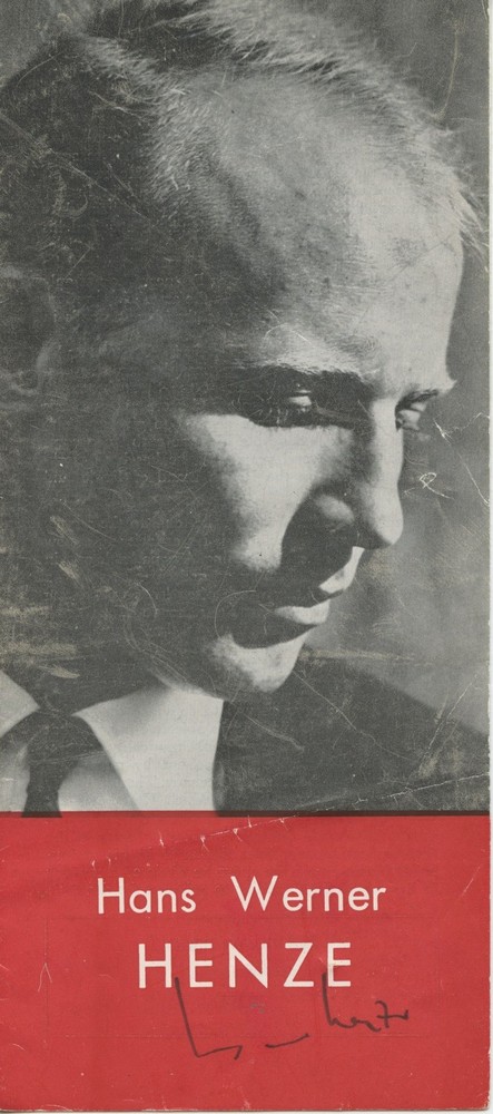 HENZE, Hans Werner.: Signed Photograph on BMI Brochure