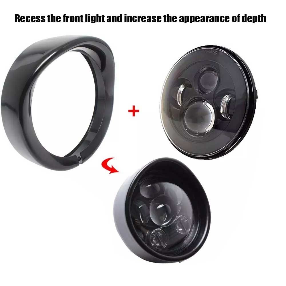 Black 7'' Headlight Trim Ring Visor Bezel For Harley Electra Glide Road King