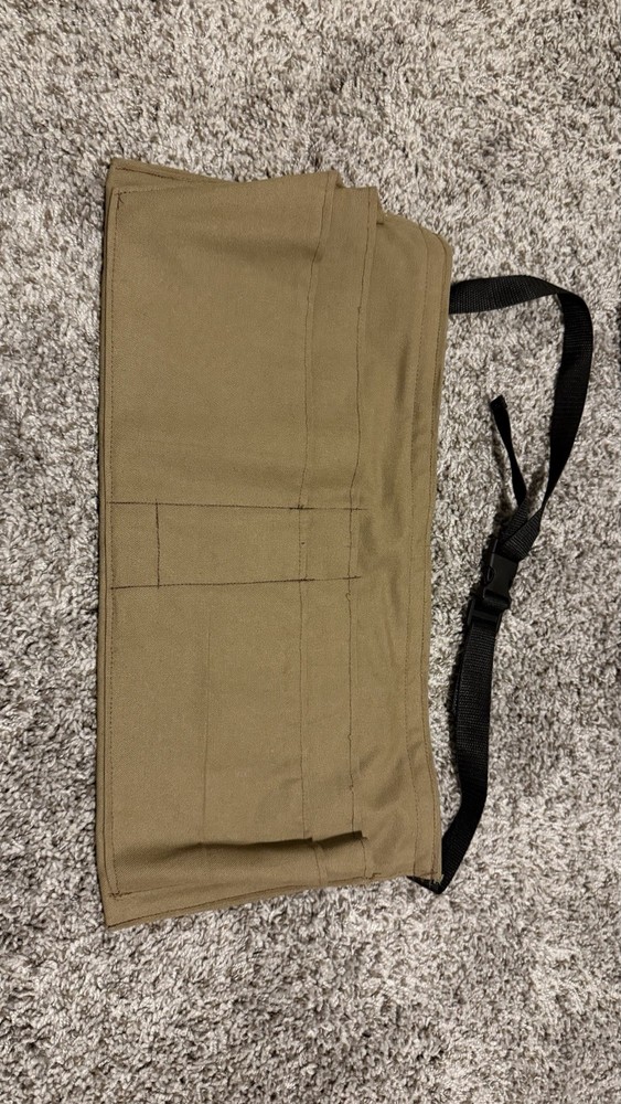 Brown Canvas Waist Work Apron Adjustable Strap Multiple Pockets