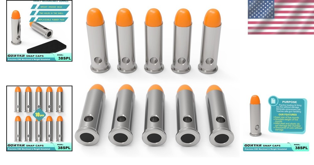 10-Piece Snap Cap Training Set for Safe Dry Fire & Realistic Reload Drills