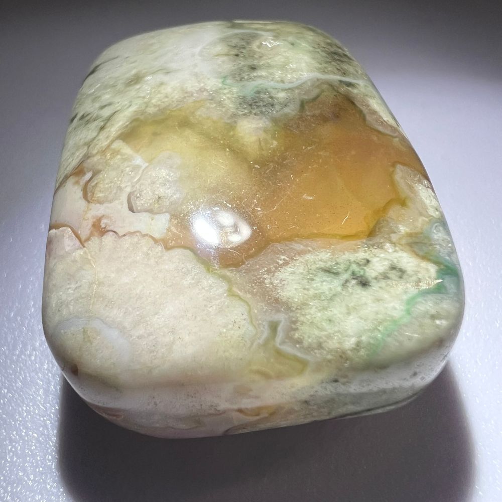 Green Flower Agate Crystal Palmstone