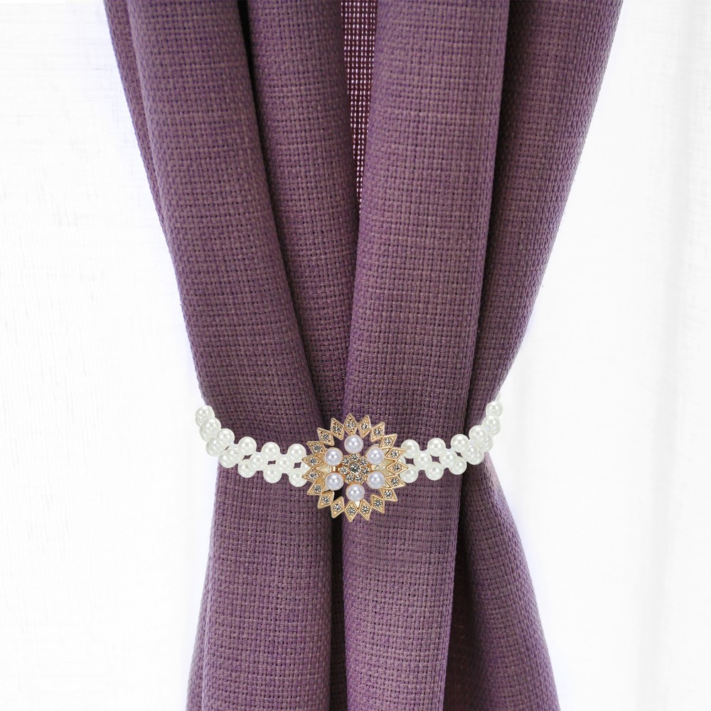 2pcs Curtain Tiebacks Ropes Snow-Flower Style Drape Tie Backs Silver