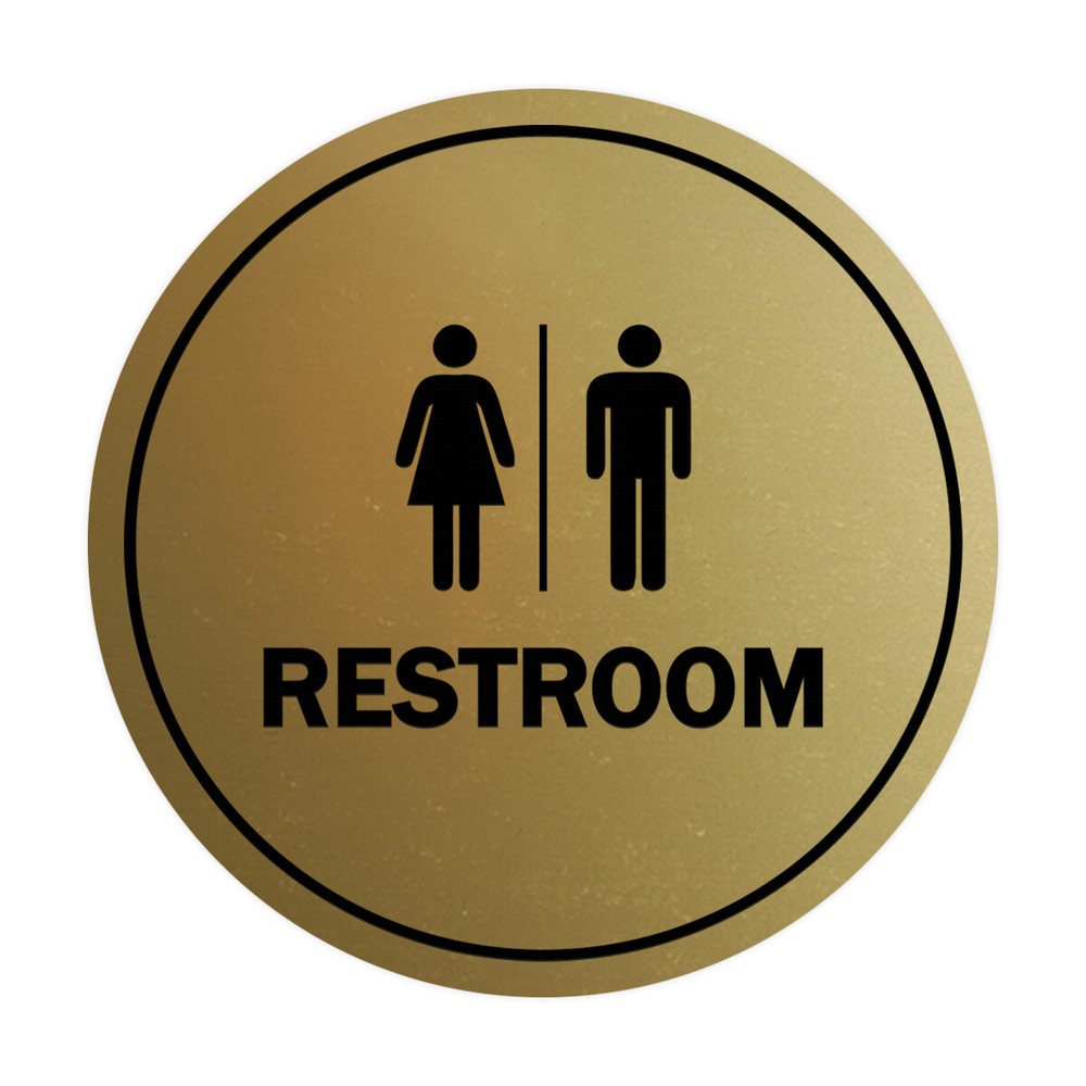 Circle All Gender Restroom Sign (Brushed Gold) - Medium