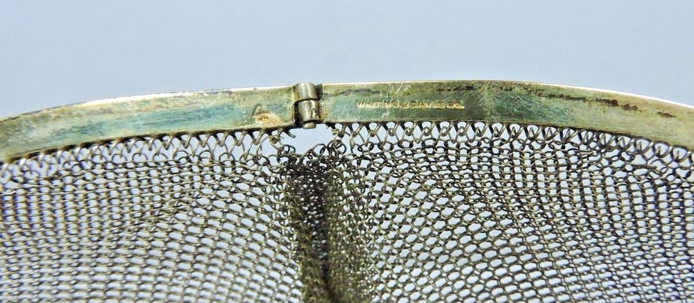 Whiting & Davis Silver Mesh Purse w/ Strap Deco 1930's w/ Strap Engraved Design