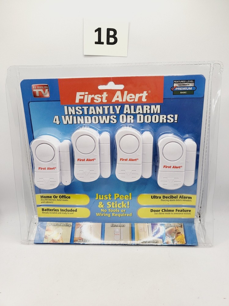 First Alert Instantly Alarm 4 Windows or Doors Peel & Stick security New