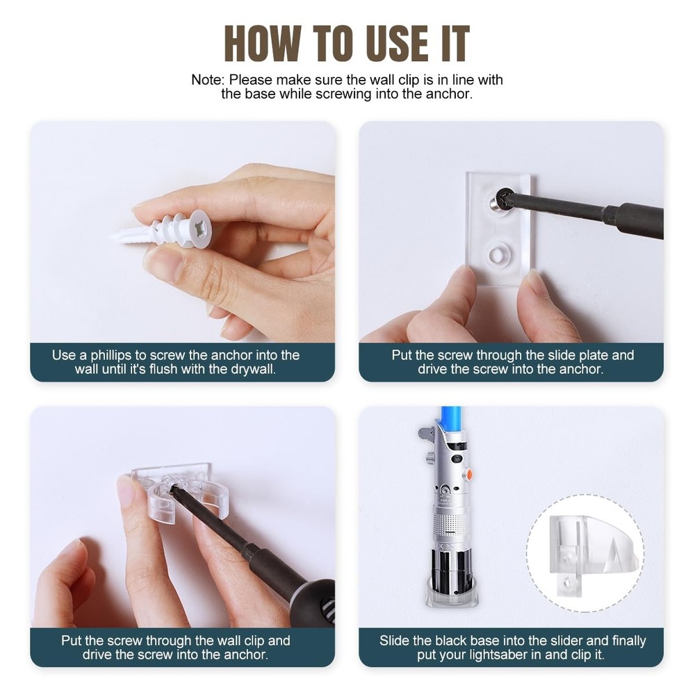 Lenink 2 Pack Clear Lightsaber Wall Mount, Holder Small,