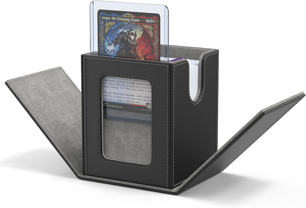 MTG Deck Box with Commander Window Display, Trading Card Storage Box Holds 100 D