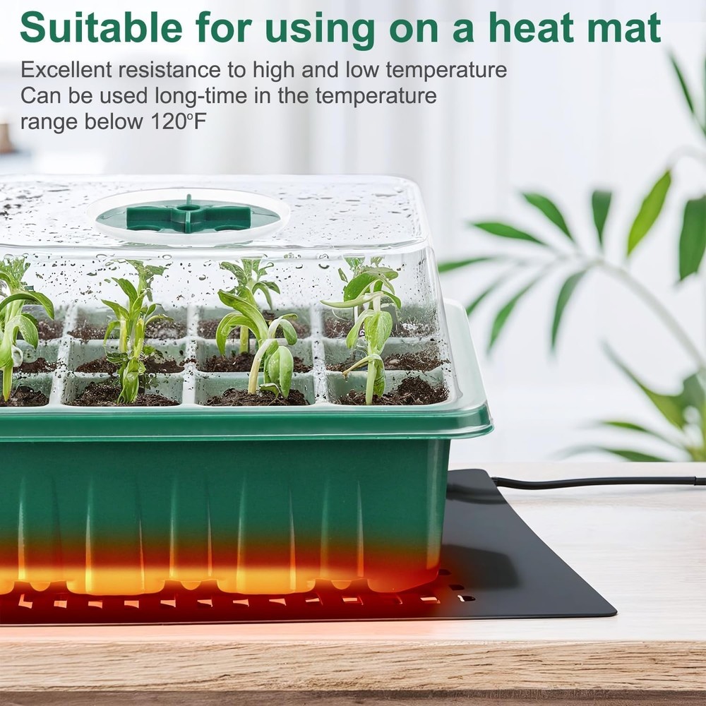 10 Pack Seed Starter Tray Seed Starter Kit with Adjustable Humidity Dome Plastic