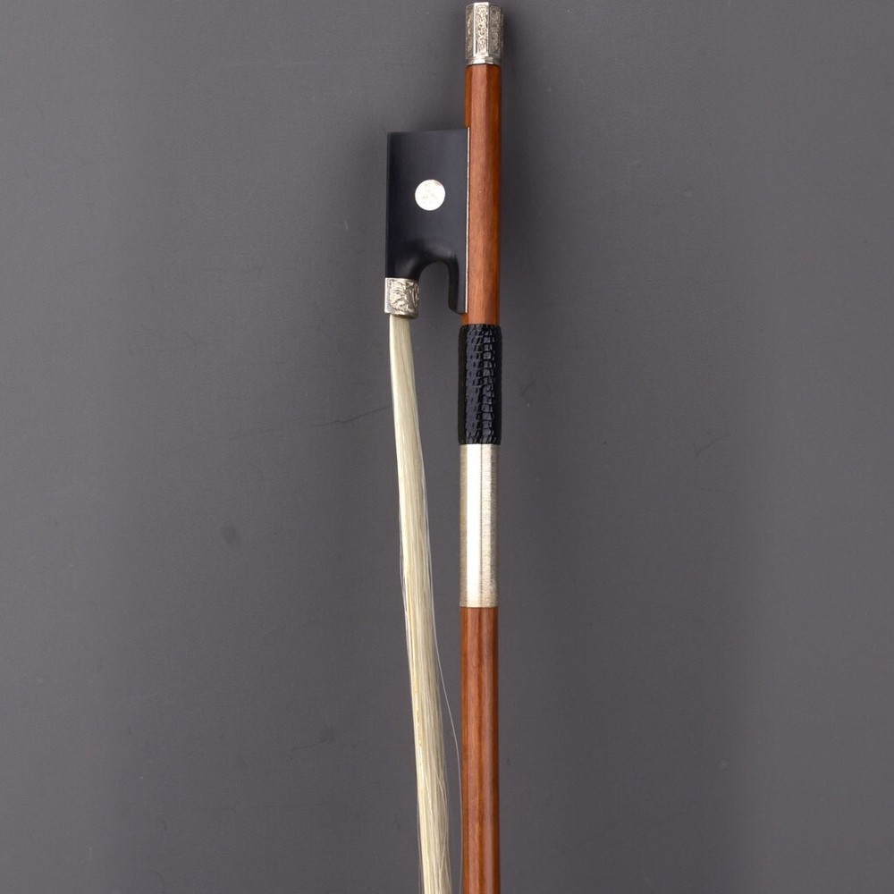 Master E.SARTORY Copy Pernambuco Violin Bow 4/4 Ebony Big Eye Carved Silver Fast