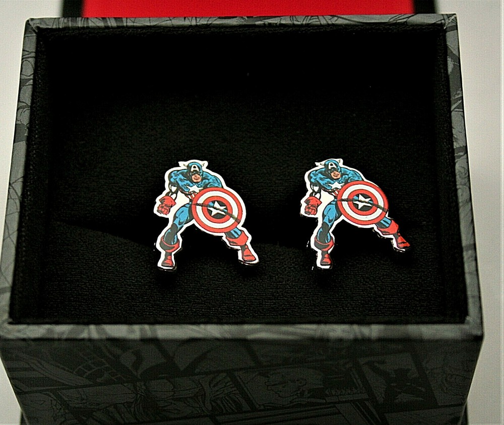 Marvel Comics Classic Captain America Standing Cufflinks New Gift Box