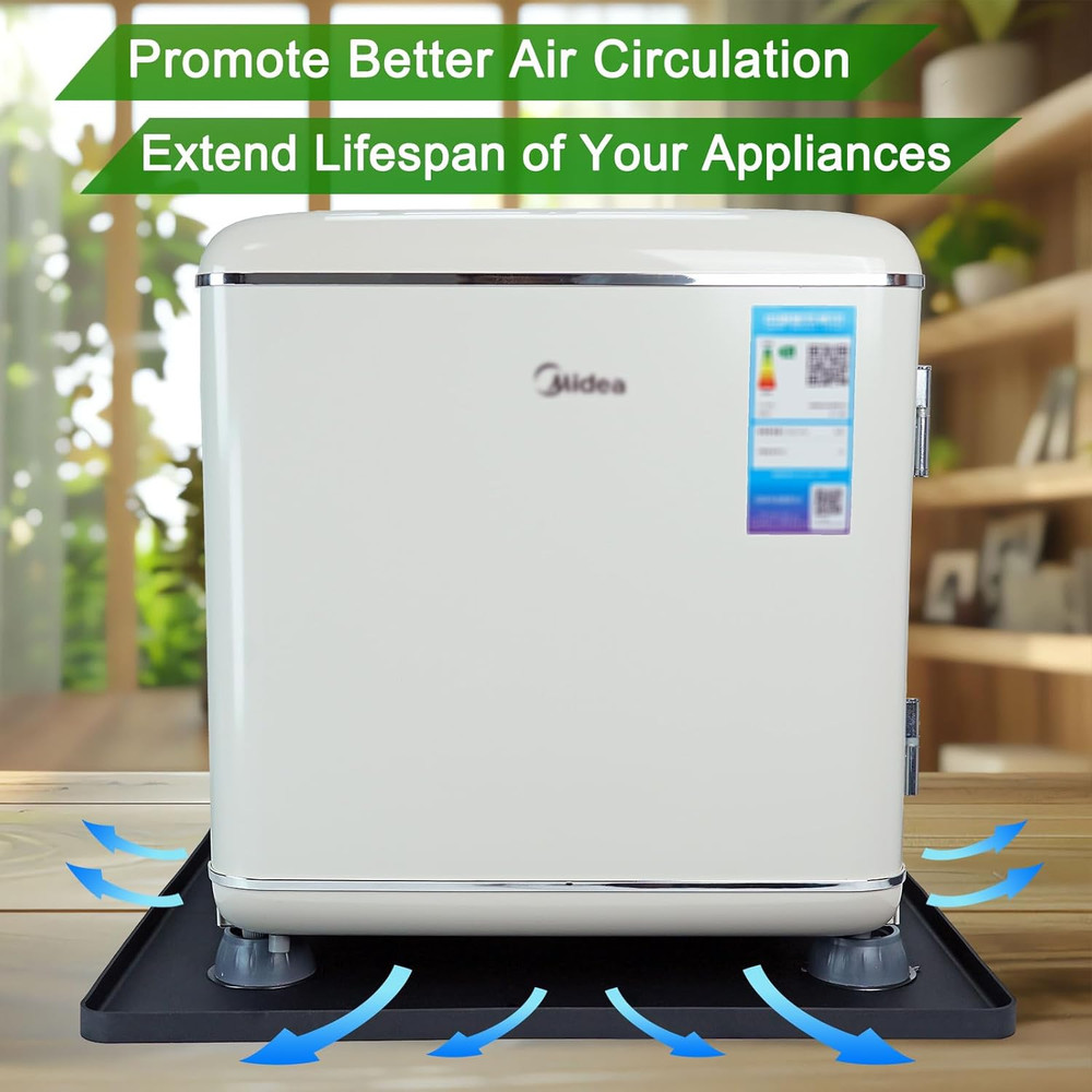 Mini Fridge Silicone Mat with Riser, 23.6"x23.6" Floor Protector