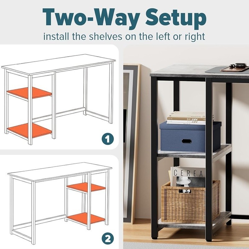 Compact Computer Desk W/ Adjustable Shelves Multi-functional Workstation New