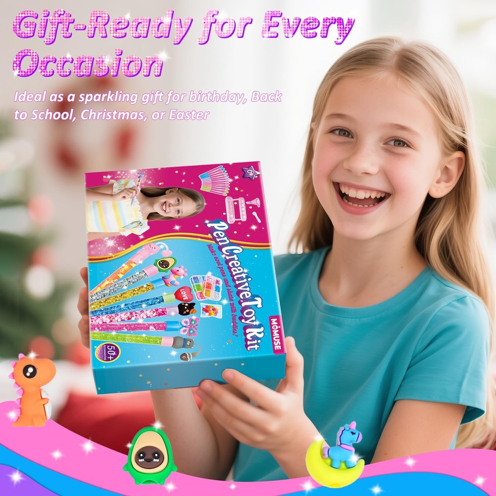 50 Accessories DIY Pen Making Kit, Fun Pen Creator Studio – Making 12 Sparkly...