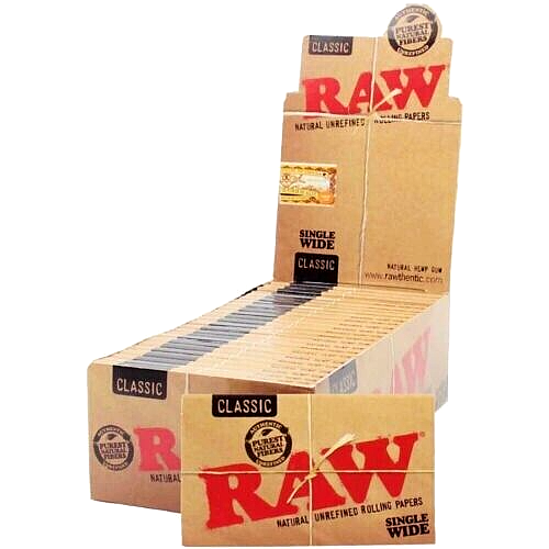 😎 🍃 25 x RAW CLASSIC SINGLE WIDE ROLLING PAPERS FULL BOX 100% AUTHENTIC 🍃😎