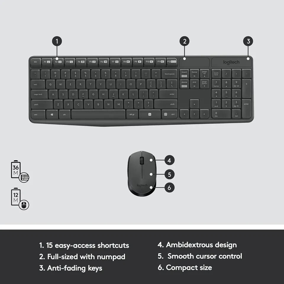 Logitech MK235 Wireless Keyboard & Optical Mouse