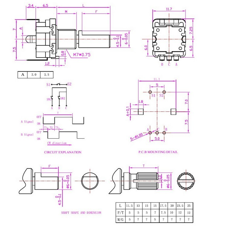 5 PCS Rotary encoder with switch EC11 Audio digital potentiometer 15MM handle