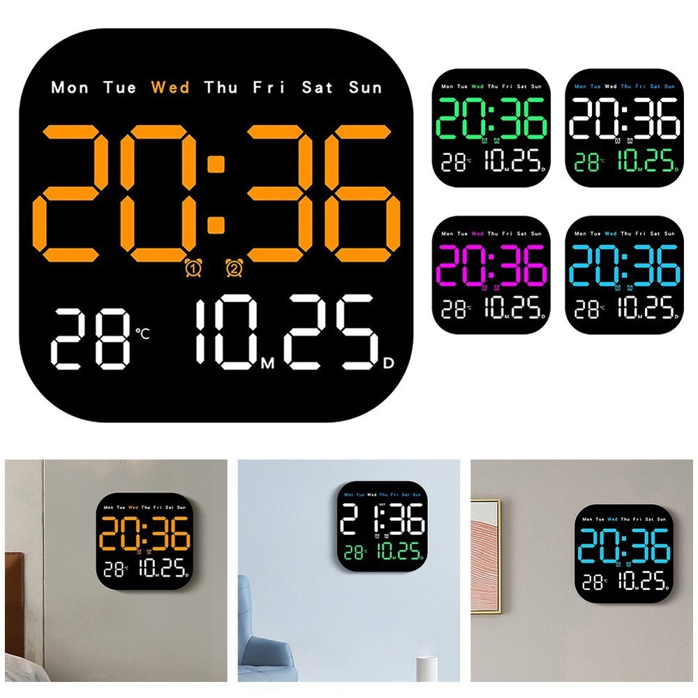Adjustable LED Large Digital Wall Clock with Temperature and Date Display