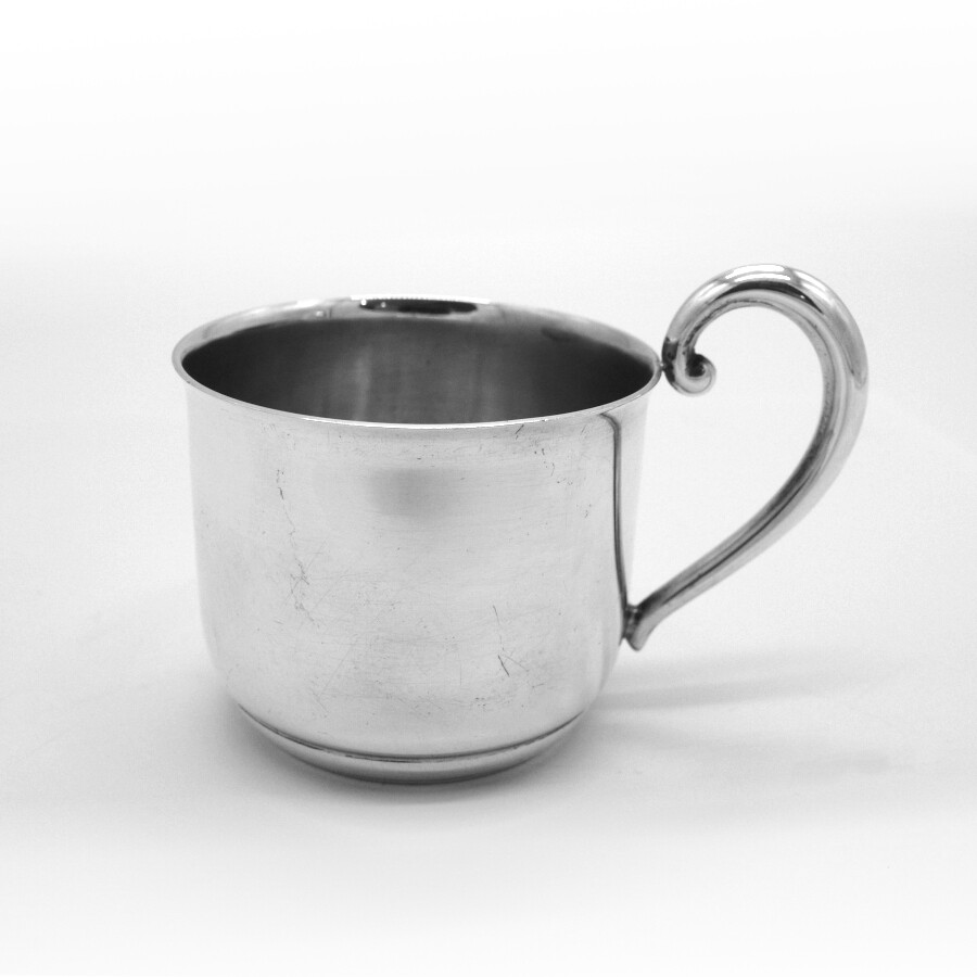 Plain Baby Cup Scroll Handle Revere Sterling Silver No Mono