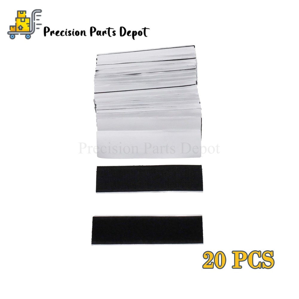 20 Sets Sticky Back Fastener Heavy Duty Hook & Loop Adhesive Strips 1x4” Black