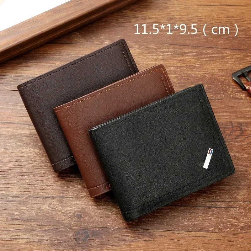 Men's Leather Slim Wallet Thin Foldable Minimalist Soft Leather Bifold