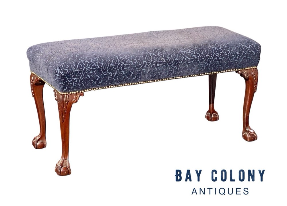 Vintage Chippendale Style Window Bench / Vanity Bench