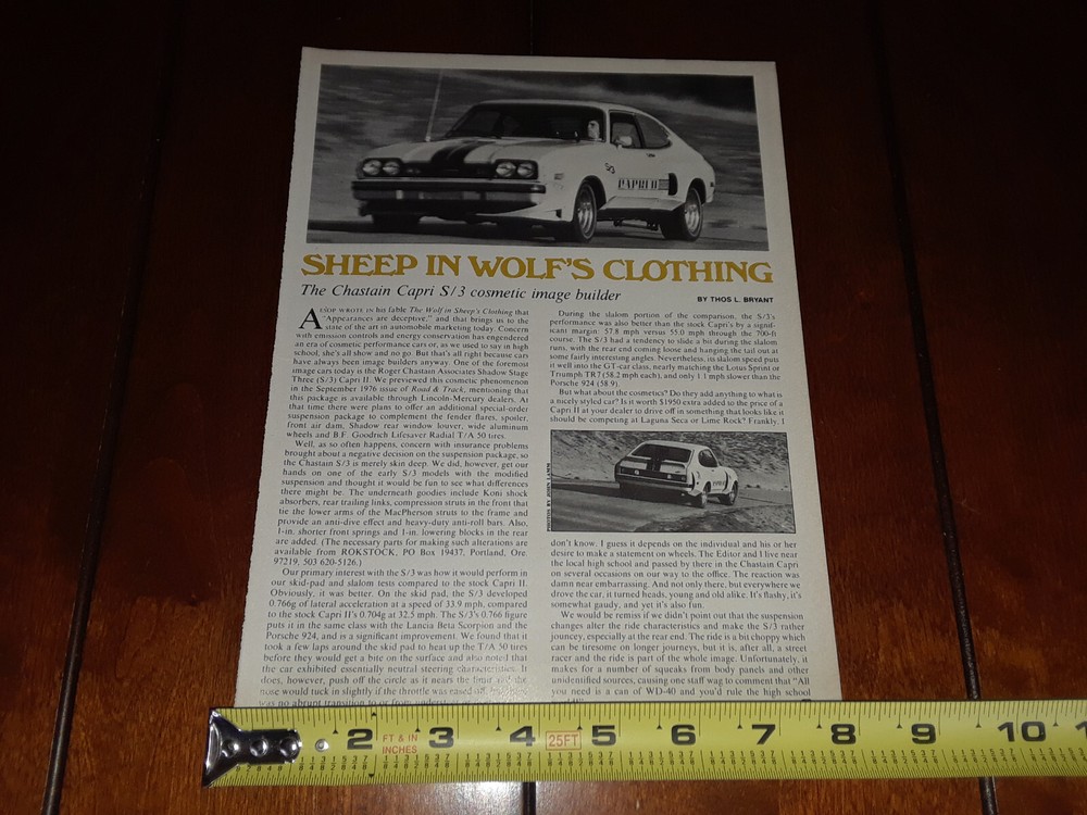 CHASTAIN CAPRI S/3 ORIGINAL 1977 ARTICLE