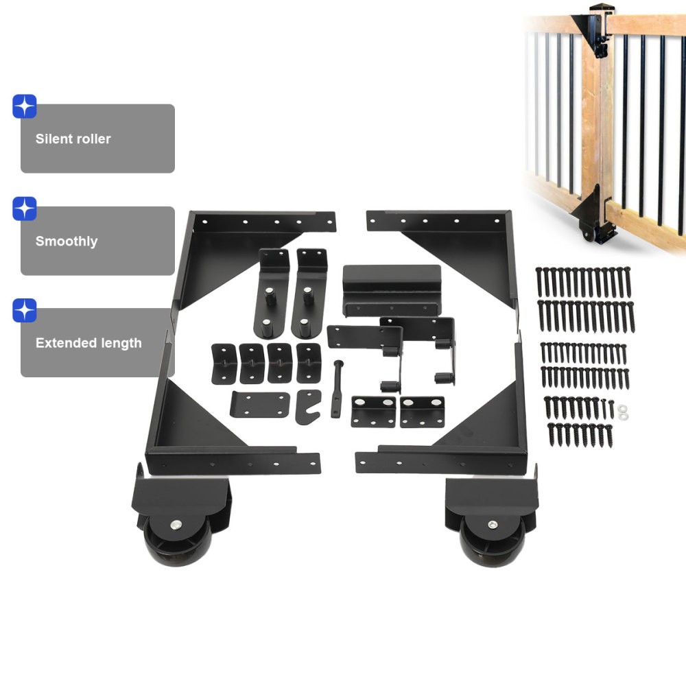 Deck Hardware Kit Sliding Gate Rust Resistant Powder Coated Steel Smooth Gate