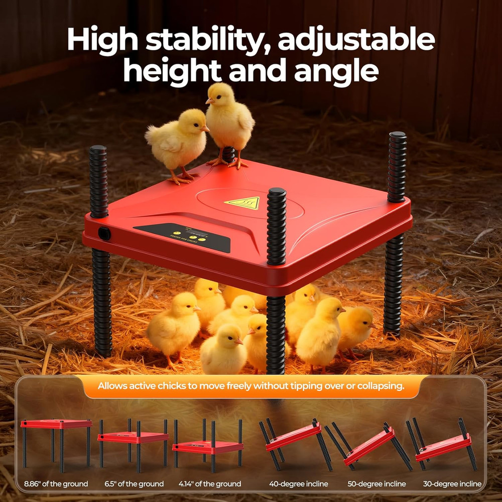 Winter Chick Brooder Heating Plate, Adjustable Temp & Height, Energy Efficient