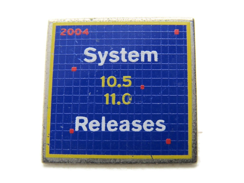 Vintage 2004 System Releases 10.5 11.0 Lapel Pin Tech Computer Software Promo
