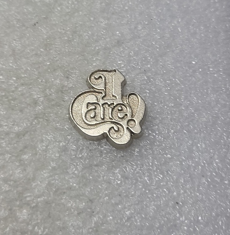 I Care! Script Pin Vintage Pewter Toned Single Post Lift Back Emotions