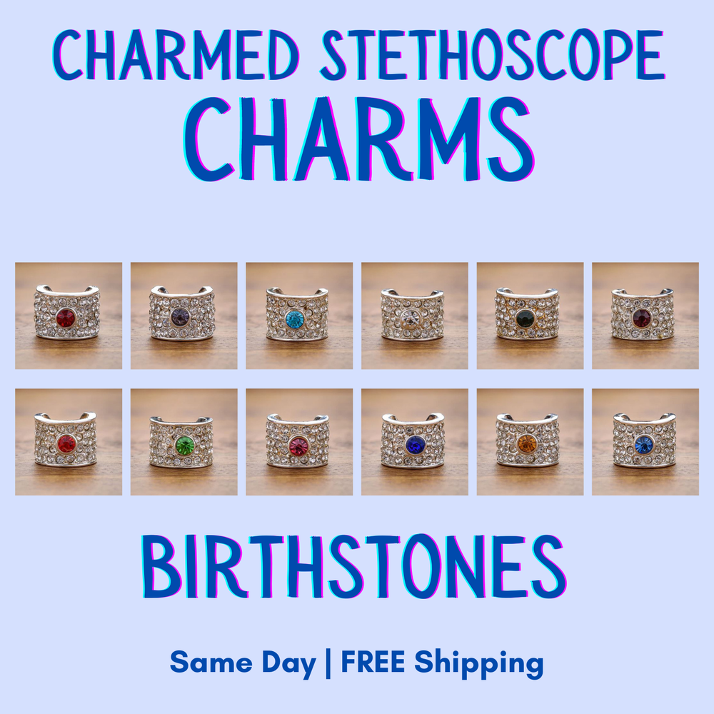 CharMED Stackable Stethoscope Bling Charms | Birthstones