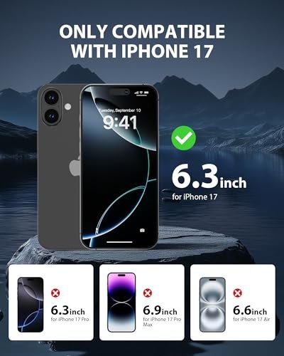 Compatible for iPhone 17 Privacy Screen Protector iPhone 17 - 6.3 inch Black