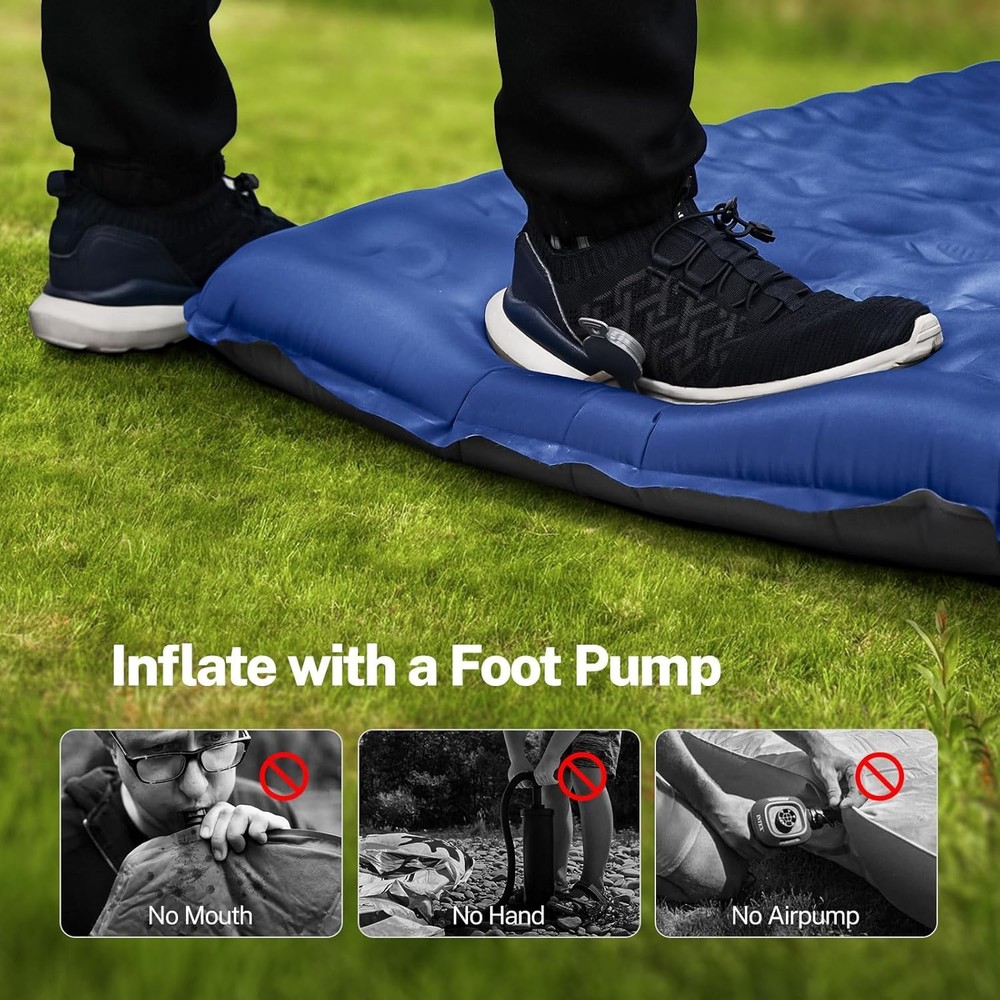 Sleeping Pad Camping 6" Extra-Thick Reinforced Camping Sleeping Pad W/ Pillows