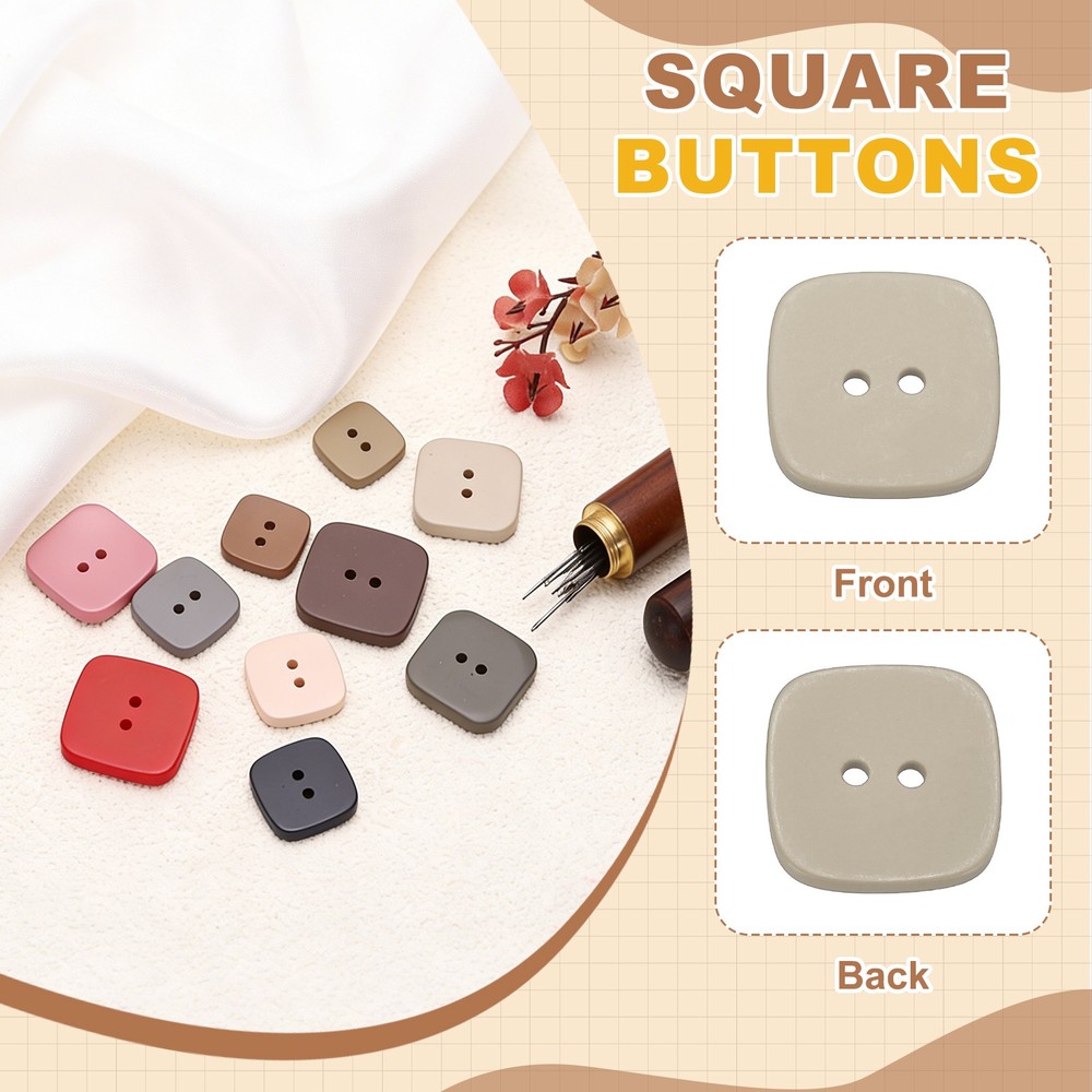 20pcs Sewing Button 25mm (1") 2 Holes Square Resin Button, White