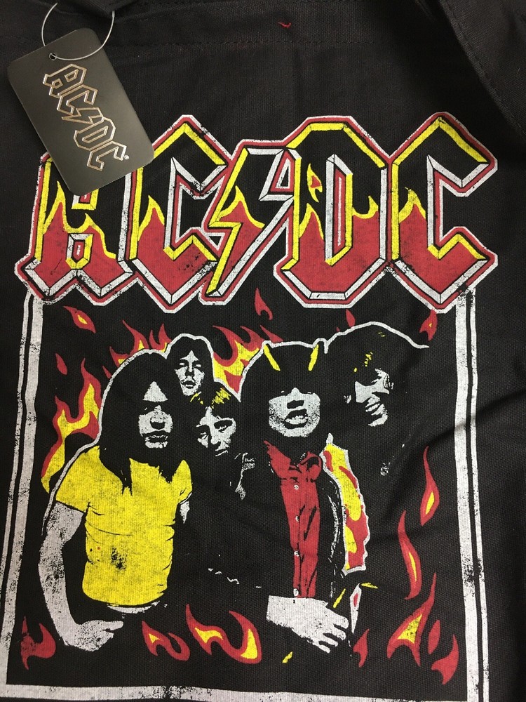 ACDC Flames Canvas Black Tote New