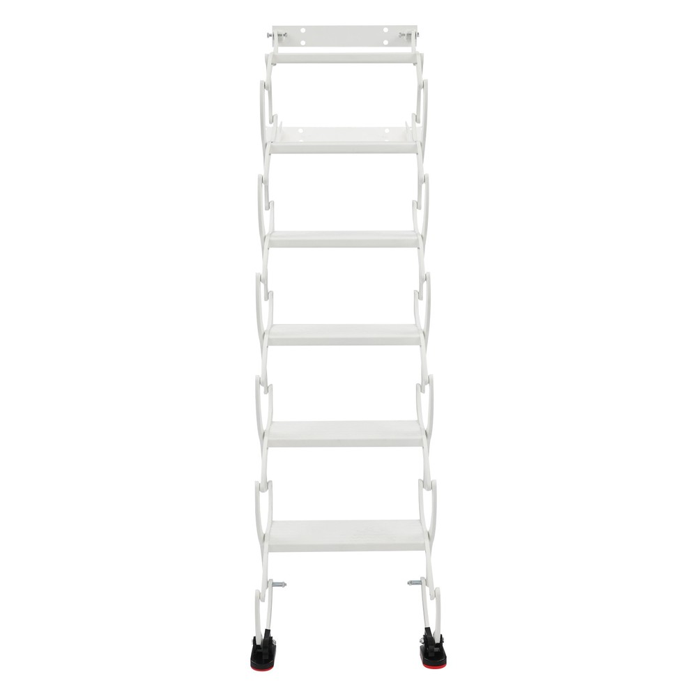 Wall Mounted Folding Ladder,White Step Ladders,6-Steps Retractable Folding Stair