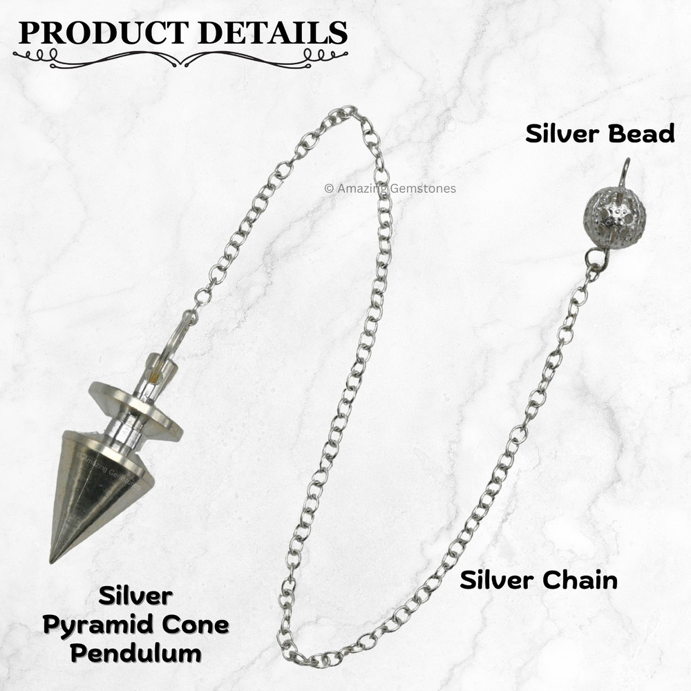 Metal Pendulum Silver Pyramid Cone Steel Copper Pendulum for Divination