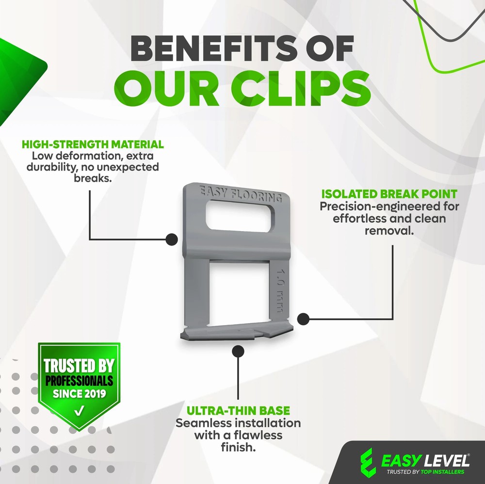 Tile Leveling System Clips 1/32" (1.0 mm) – Standard Spacers