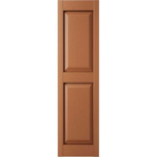 12x59 Raised Panel Shutters - Standard Two Equal Panels, Treated Cedar, Installa