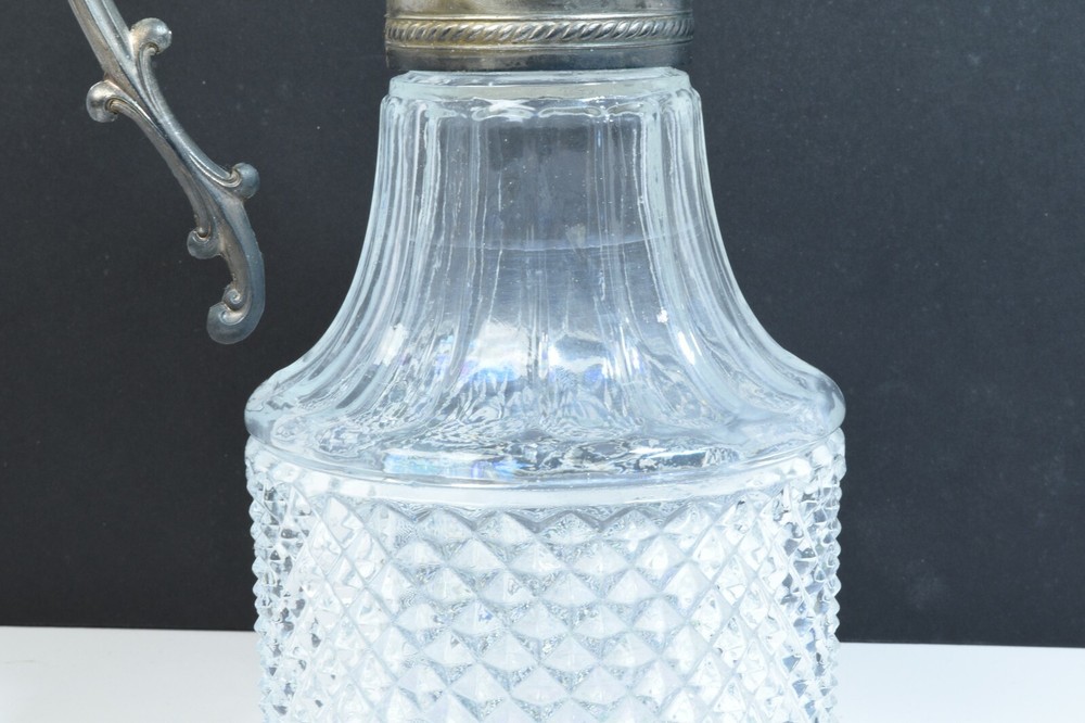 Vintage Italian Diamond Point Silver Plate Wine Pitcher
