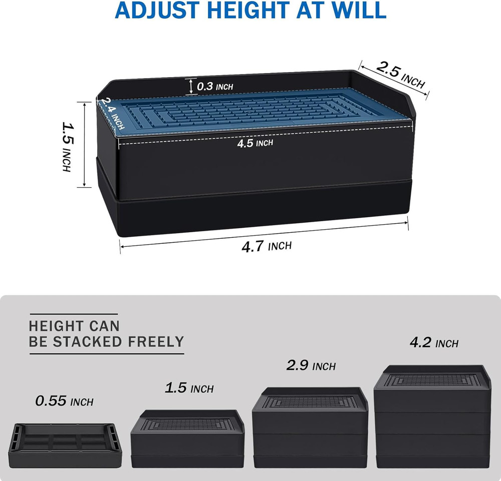 ANNKUT 1.5 Inch Furniture Risers, Rectangle Adjustable Risers Blocks for Bed Sof