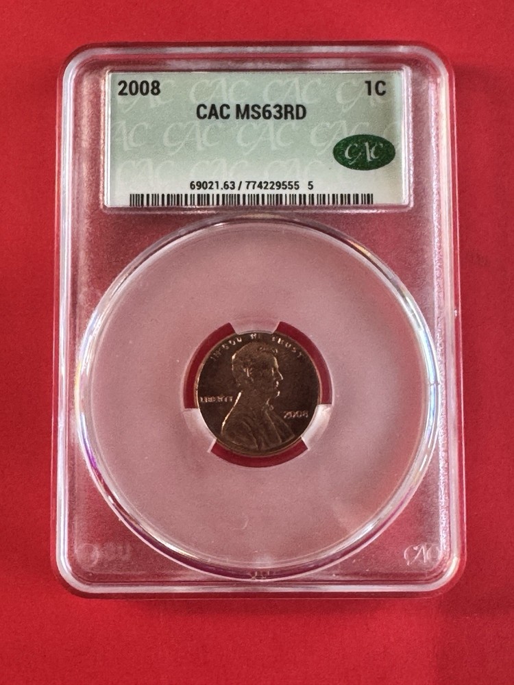 2008 Lincoln Cent CAC MS 63 Red