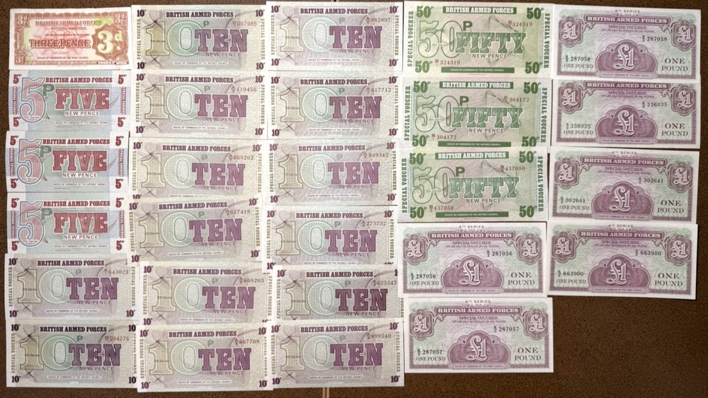 British Armed Forces Military Payment Banknotes 27 Note Collector Set