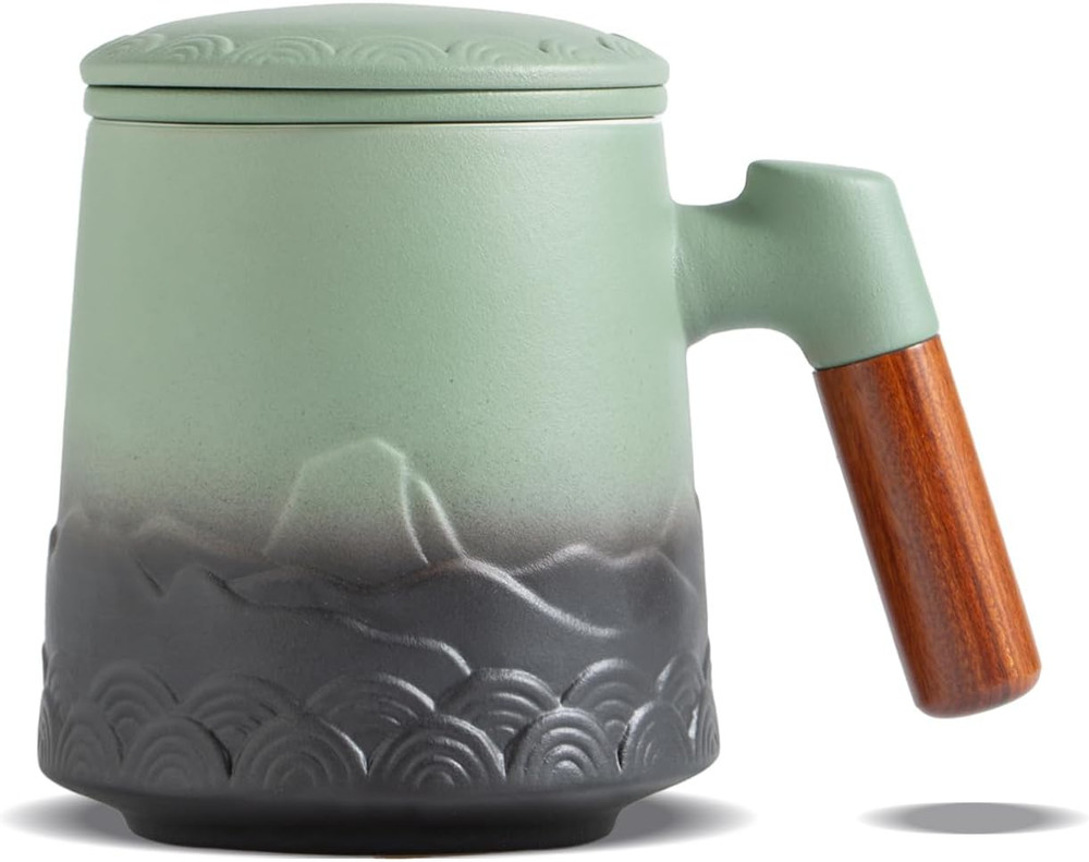 Ceramic Tea Mug With Infuser and Lid 16.9oz Loose Leaf Tea Cup Strainer Handle