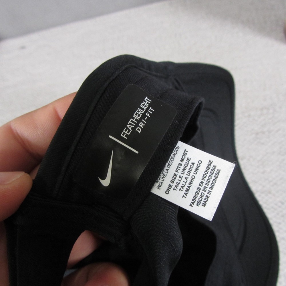 Nike FeatherLight Dri Fit Hat Adjustable Strap Performance Black Running Jugging