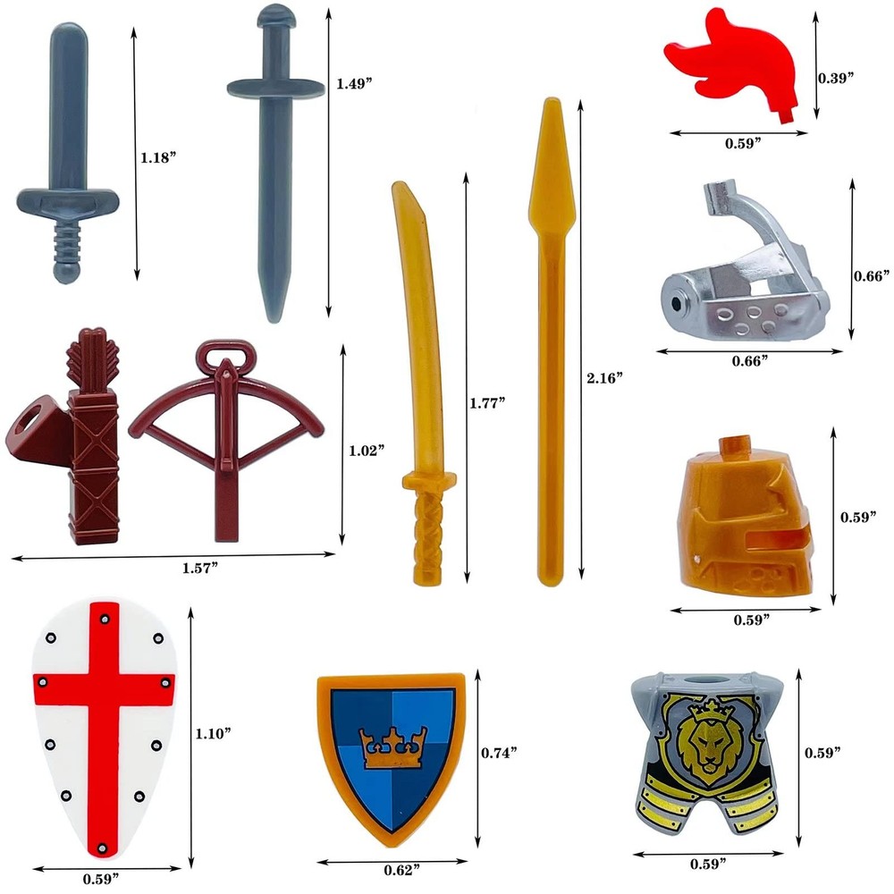 Miutrue Medieval Knight Weapons Pack Accessories Set Small, Multicolor