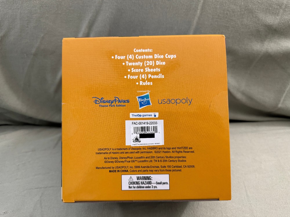 Disney Parks Yahtzee Game NEW