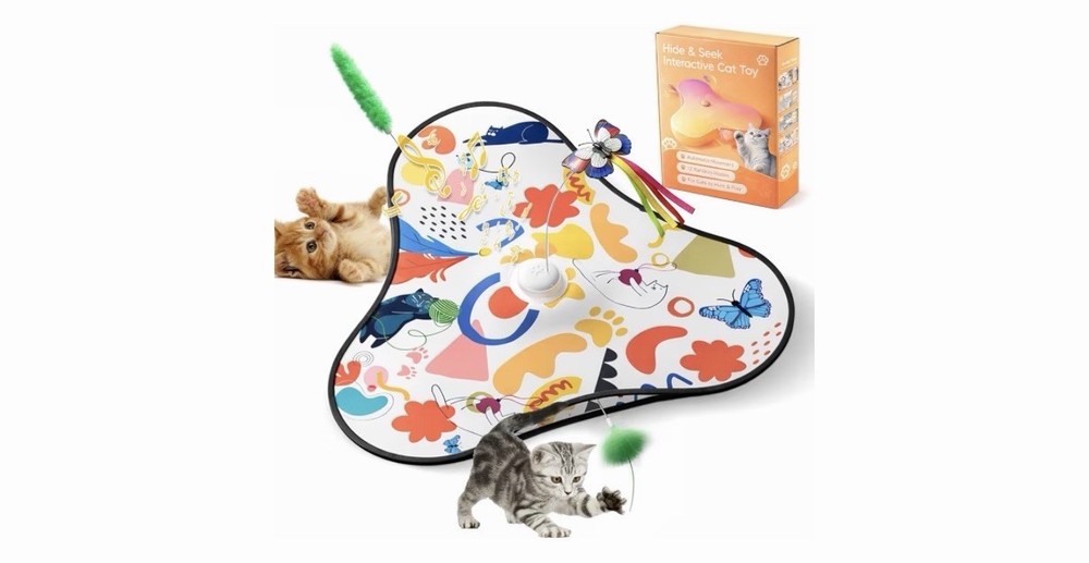 Interactive Cat Toy Play Mat Squeaking Automatic Touch Activated Suction Cups