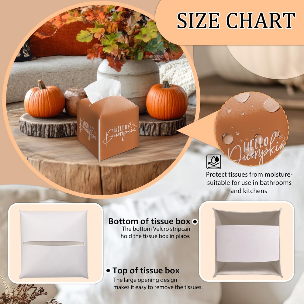 Fall Tissue Box Cover-Orange, Thanksgiving Holder, Hello Orange