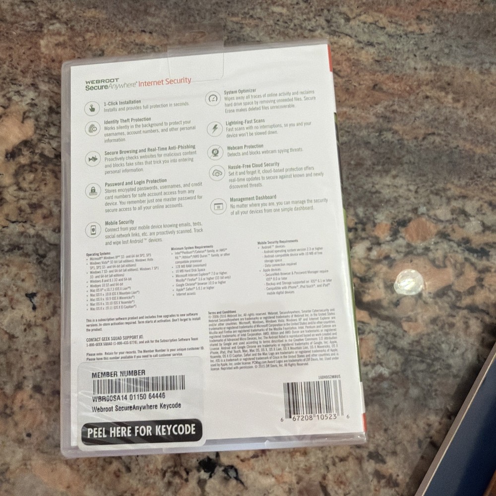Internet Security Webroot Secure Anywhere 3 Devices New In Unopened Package